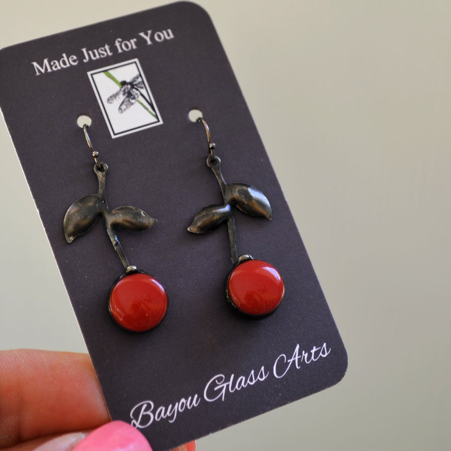 red_cherry_earrings_with_sterling_silver_ear_wires
