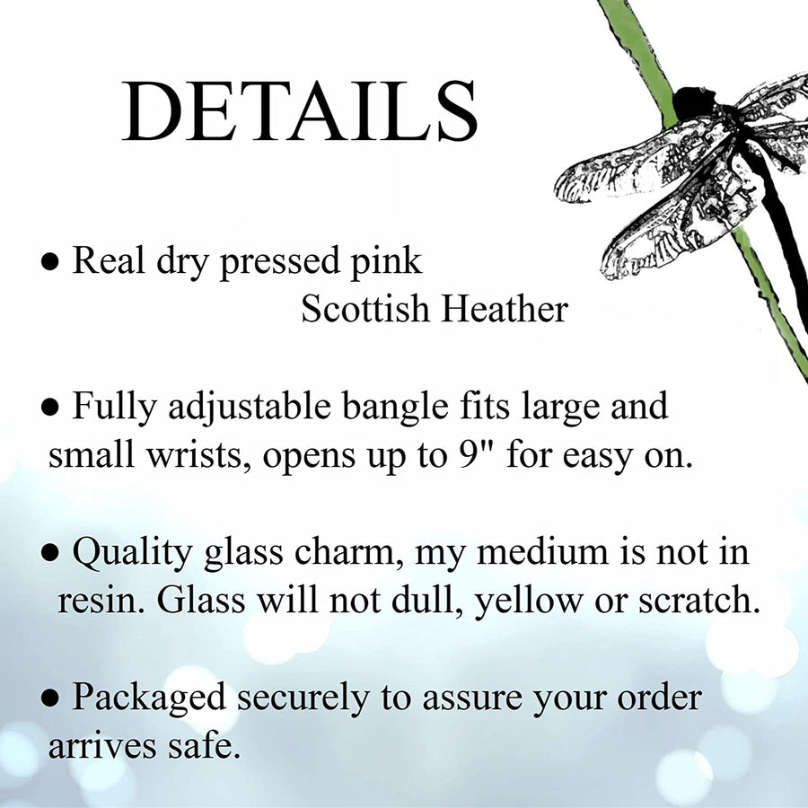 detail page about dainty heather heart bangle bracelet