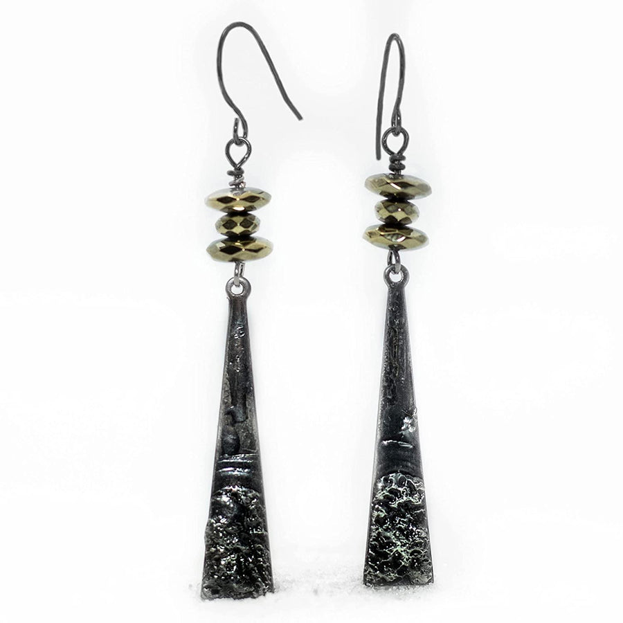 hand_formed_sterling_silver_ear_wires_with_hematite_beads_and_gunmetal_triangles