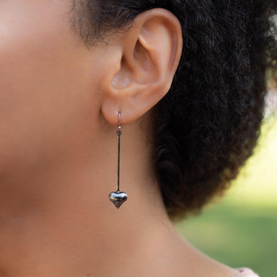 Heart Dangle Earrings - Bayou Glass Arts