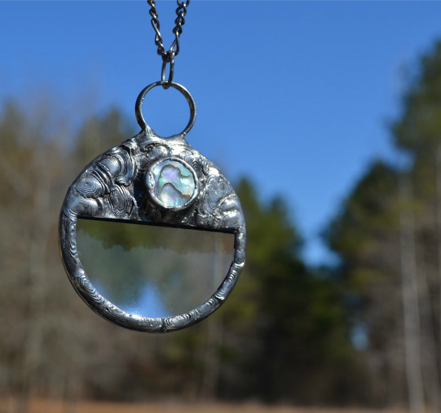 Magnifying Glass Pendant with Abalone Inset