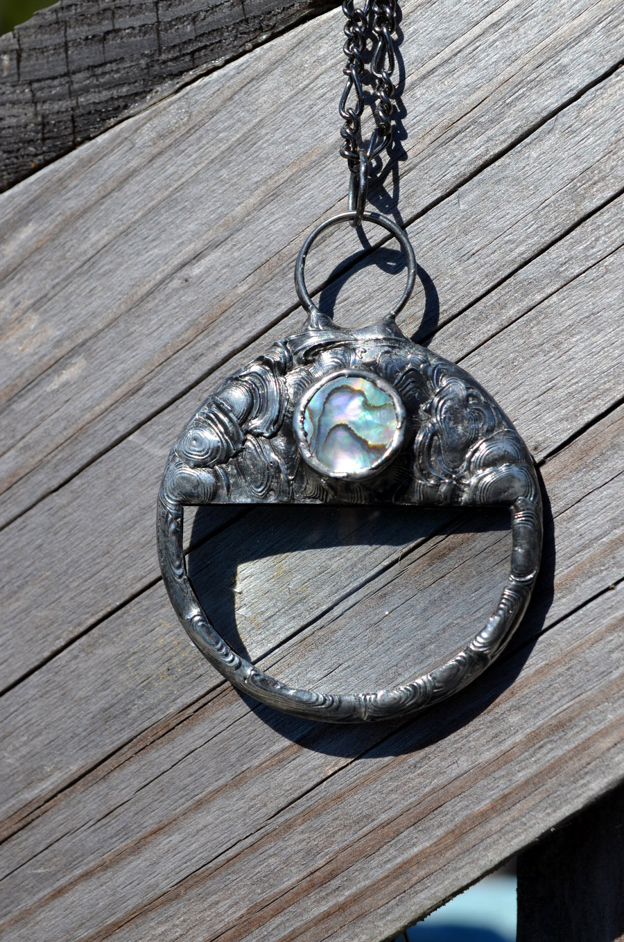 Magnifying Glass Pendant with Abalone Inset