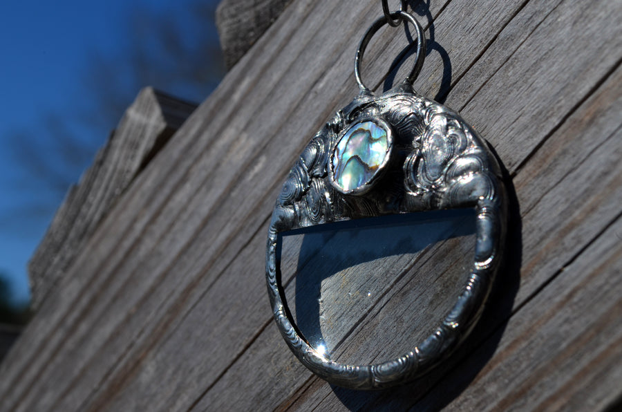 Magnifying Glass Pendant with Abalone Inset