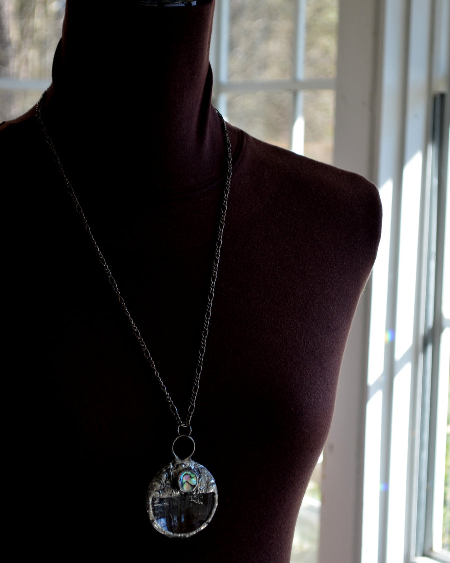Magnifying Glass Pendant with Abalone Inset