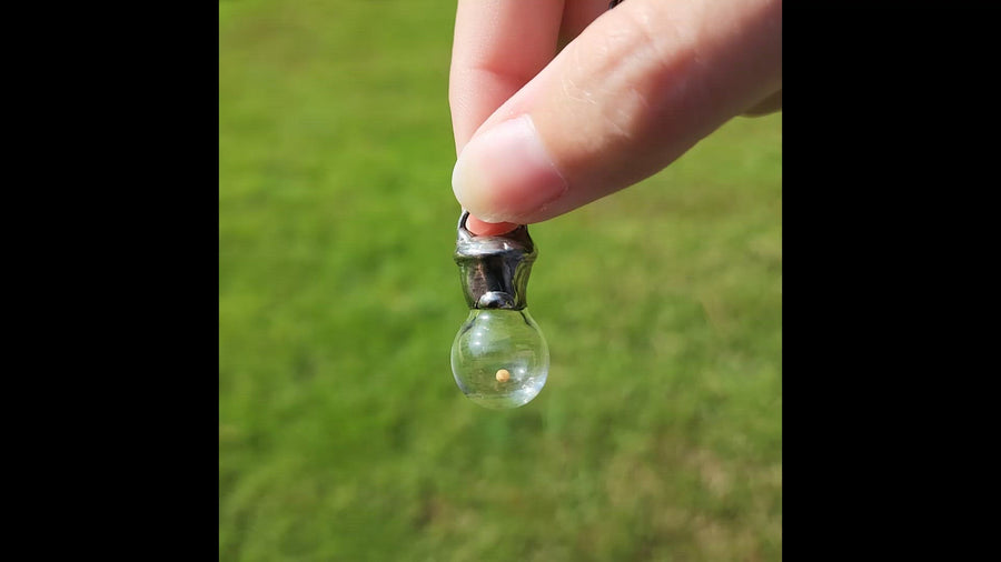Mustard Seed Pendant Hand Blown Glass Bottle Mustard Seed moves freely in bottle Faith the size of a mustard seed can indeed move mountains.