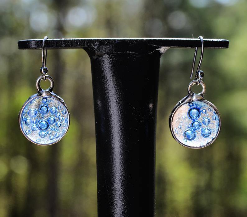 Blue_bubble_dot_earrings_fused_glass_sterling_silver_ear_wires