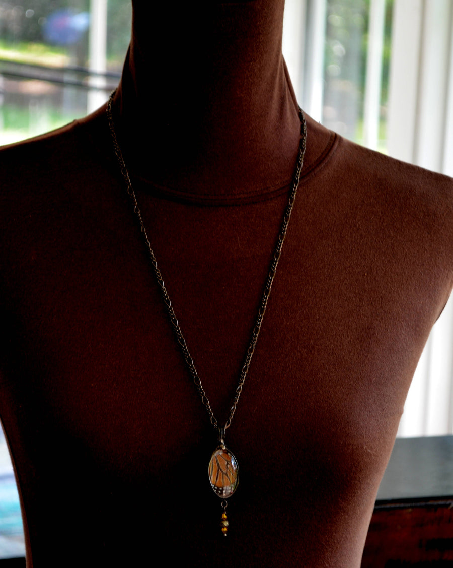 Handmade_Long_Butterfly_Necklace_Showing_Length_on_Bust