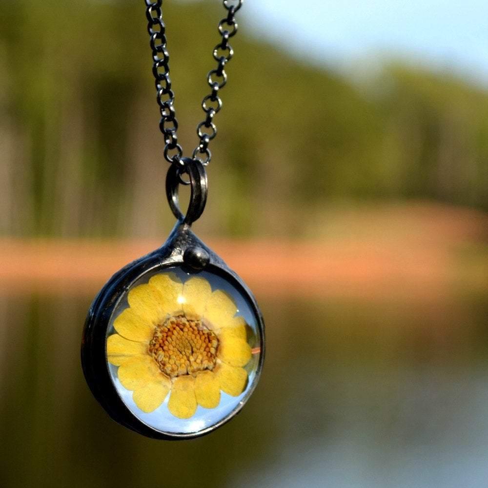 Real sunflower necklace discount