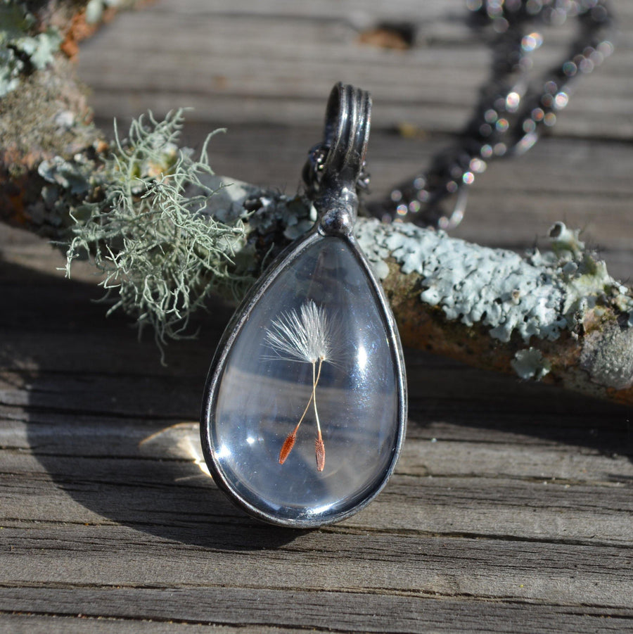 Resin Dandelion Flower Necklace Handmade Dandelion Wish Raindrop