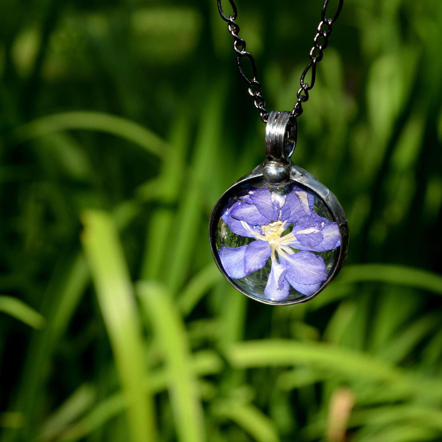 Handmade_pressed_larkspur_necklace