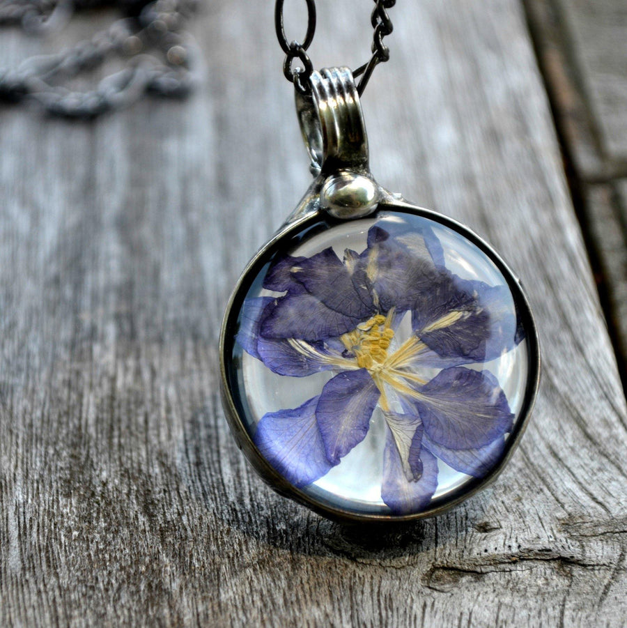 Larkspur_Necklace_July_Birth_Flower_Bayou_Glass_Arts