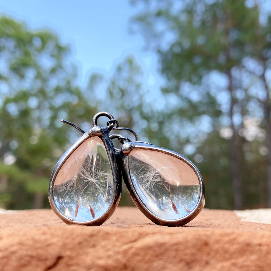 Handmade Dandelion Seed Earrings. Truly Hand made in USA by Louisiana Artisan